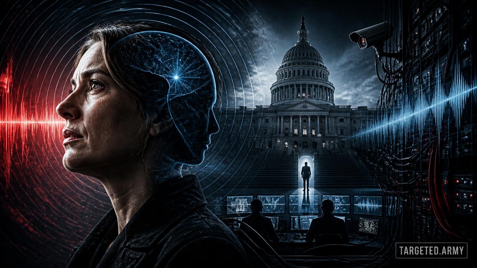 A cinematic TARGETED.ARMY editorial illustration representing the question: What is the role of whistleblowers in the Targeted Individuals community?