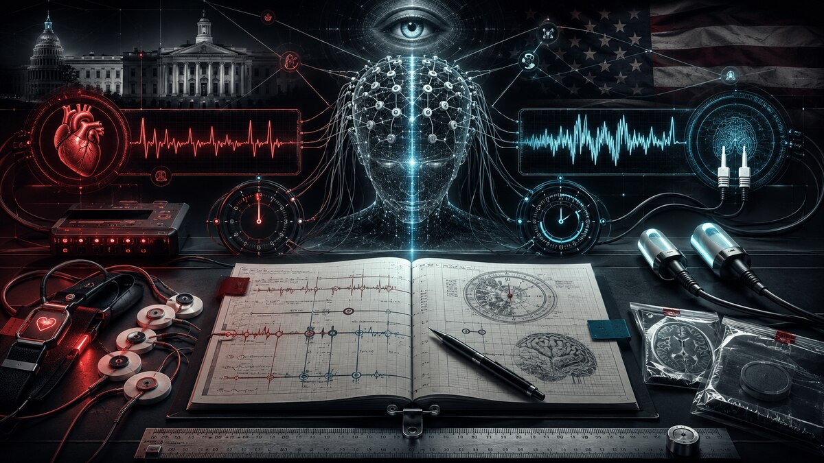 Conceptual intelligence-dossier illustration for Forced Neuro-Emotional States: Weaponized Brainwave Entrainment and Limbic System Interference Tactics