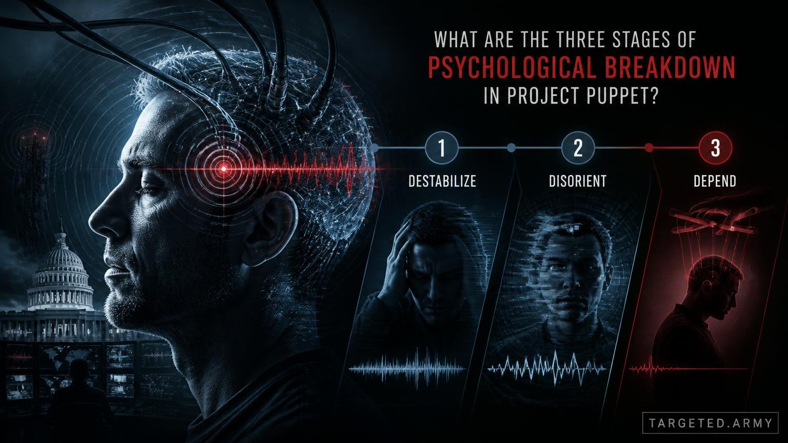 Thumbnail for What are the three stages of psychological breakdown in Project Puppet?