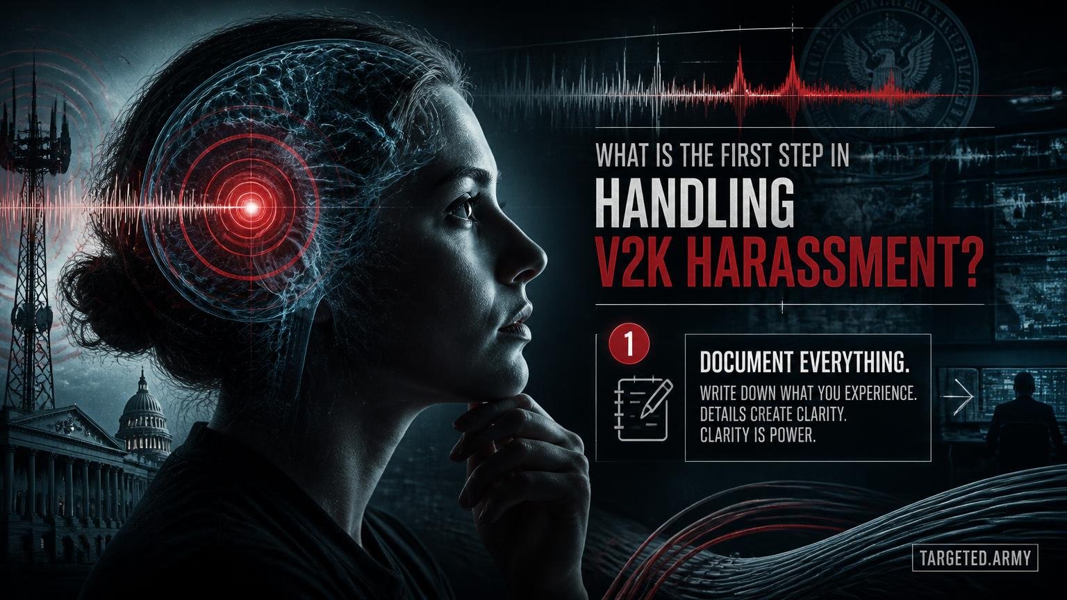Thumbnail for What is the first step in handling V2K harassment?