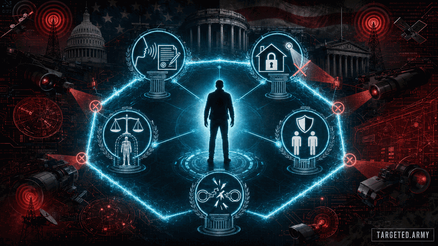 Constitutional protections surrounding a person while surveillance and classified systems remain outside the legal boundary