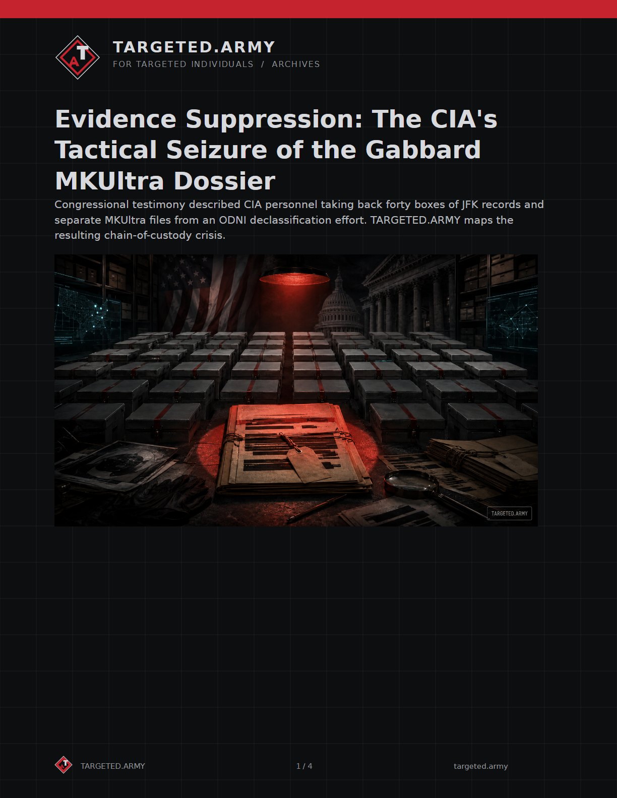 Preview of Evidence Suppression and the Gabbard MKUltra Dossier