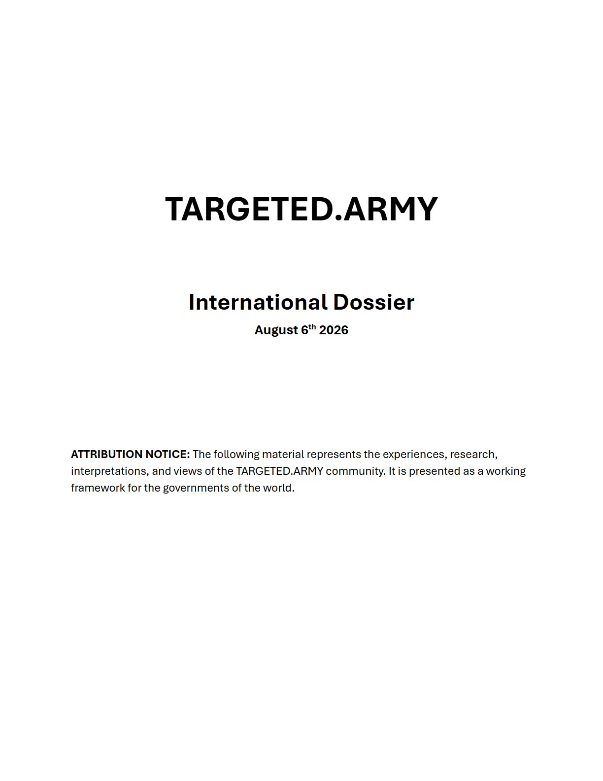 Preview of TARGETED.ARMY International Dossier