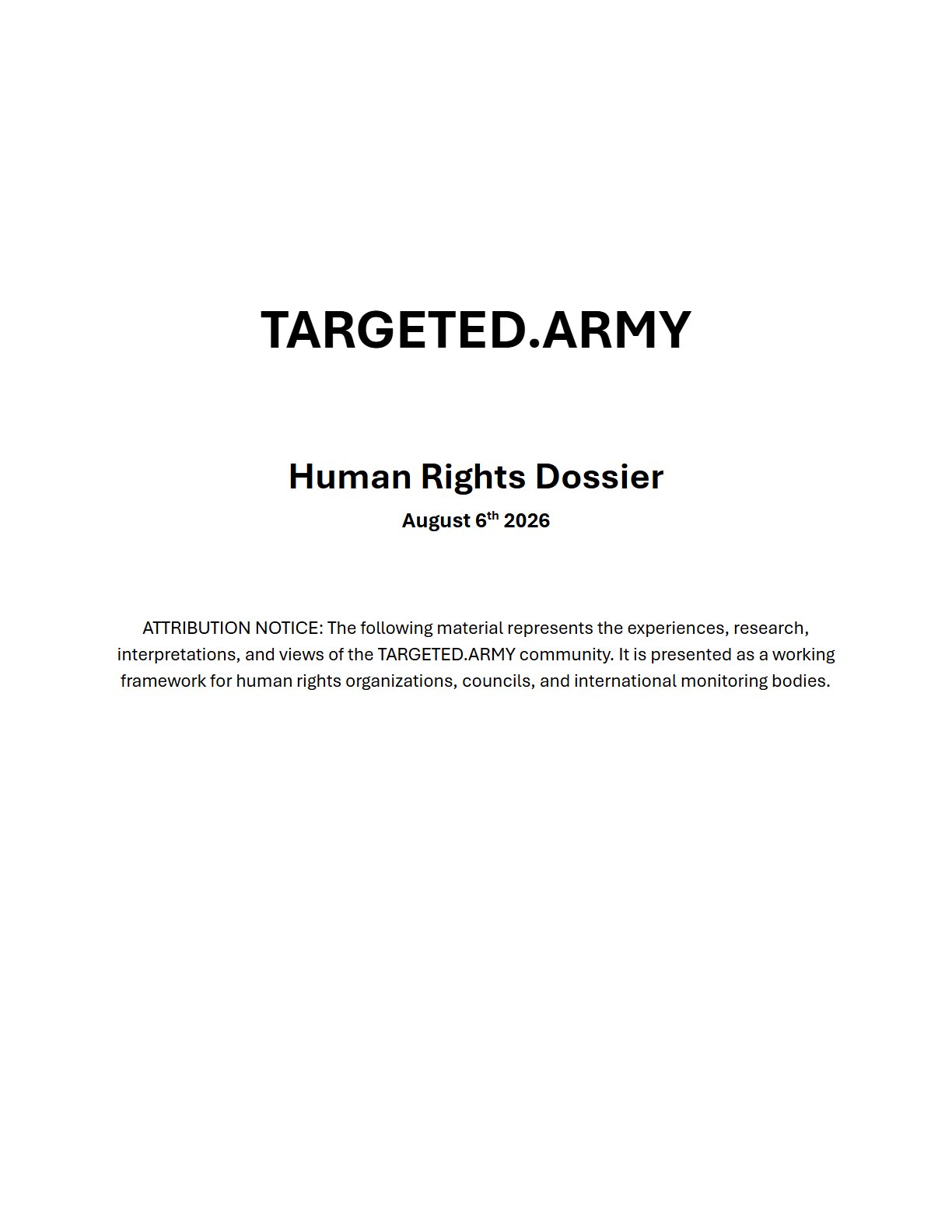 Preview of TARGETED.ARMY Human Rights Dossier