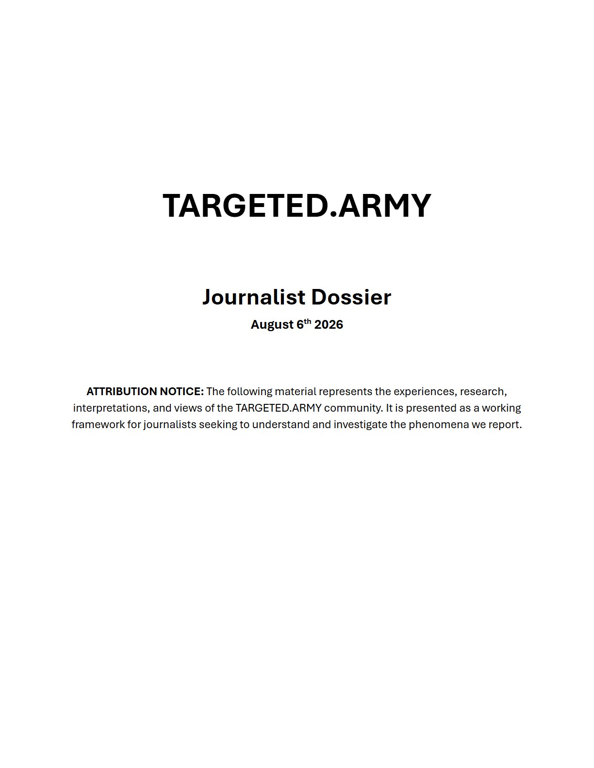 Preview of TARGETED.ARMY Journalist Dossier: Investigative Briefing