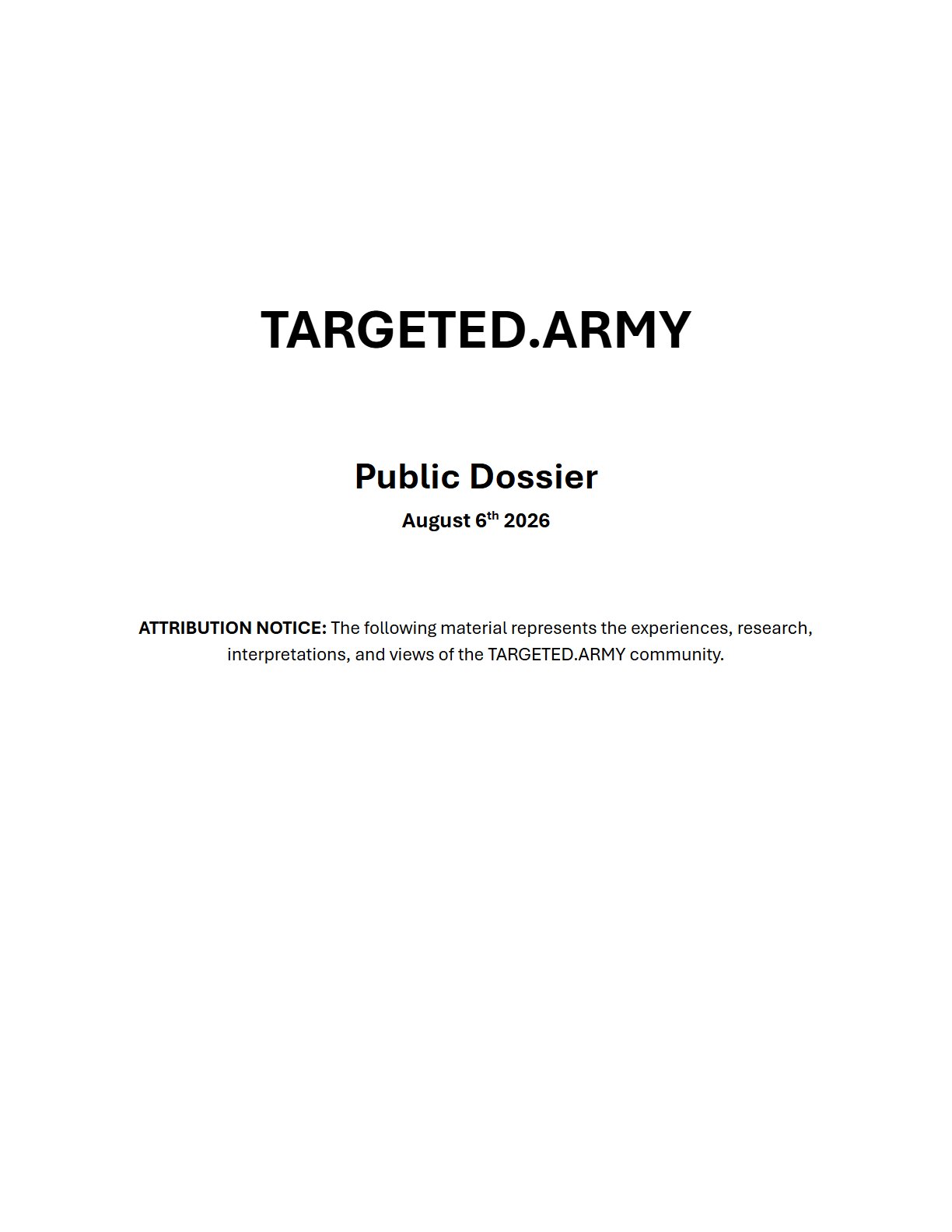 Preview of TARGETED.ARMY Public Dossier: Our Shared Reality