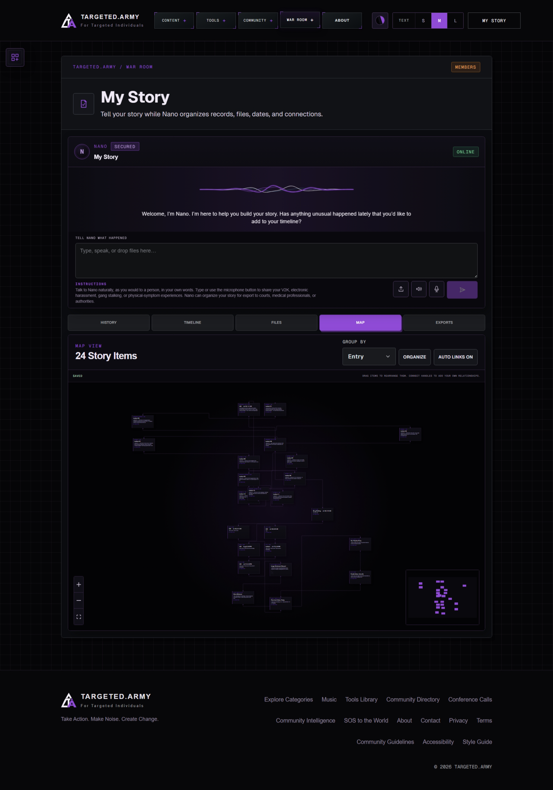My Story Map view showing relationships across connected story items
